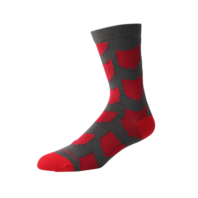 All Over OH Socks - Grey/Red - Originalitees